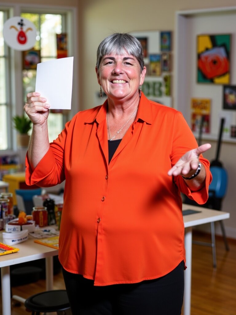 Patti Powerword postcards holding a card welcoming you to purchase a pack of cards