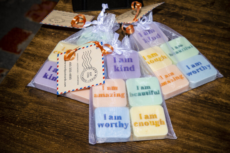 soap set affirmations from power word postcards